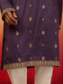 Men's Purple Silk Blend Resham Embroidered Kurta with Cream Pyjama